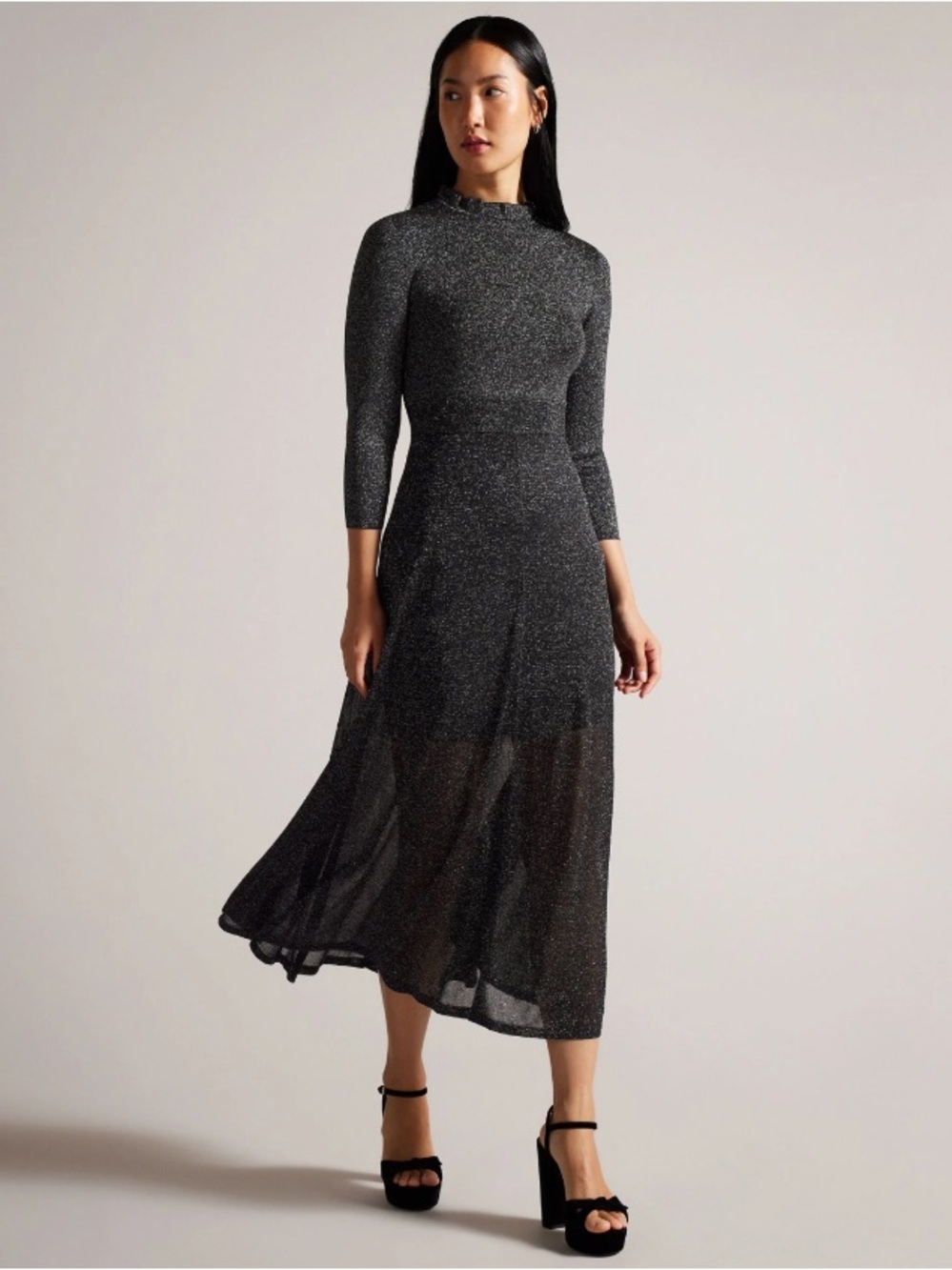 Ted Baker Black Sparkle Midi Dress